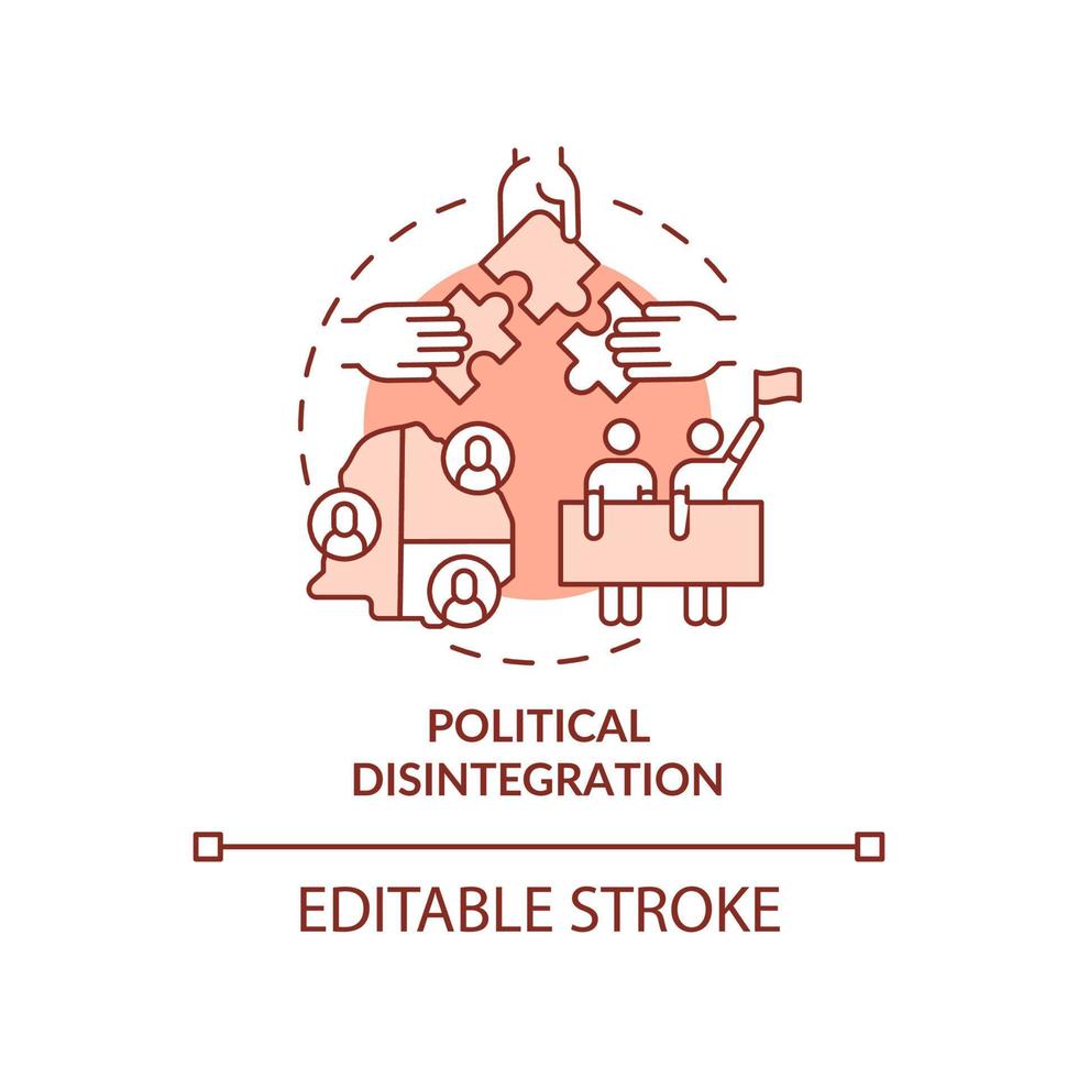 Political disintegration terracotta concept icon. Armed hostilities result abstract idea thin line illustration. Isolated outline drawing. Editable stroke. vector