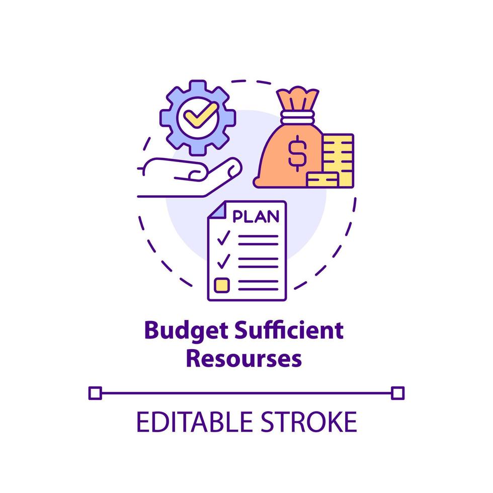 Budget sufficient resources concept icon. Principle of heritage conservation abstract idea thin line illustration. Isolated outline drawing. Editable stroke. vector