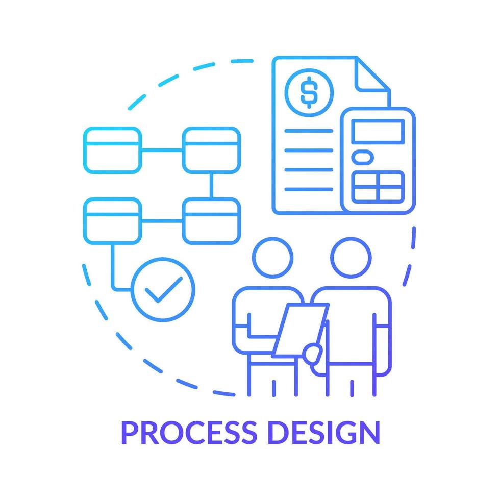 Process design blue gradient concept icon. Determine plan and strategy. Social planning stage abstract idea thin line illustration. Isolated outline drawing. vector