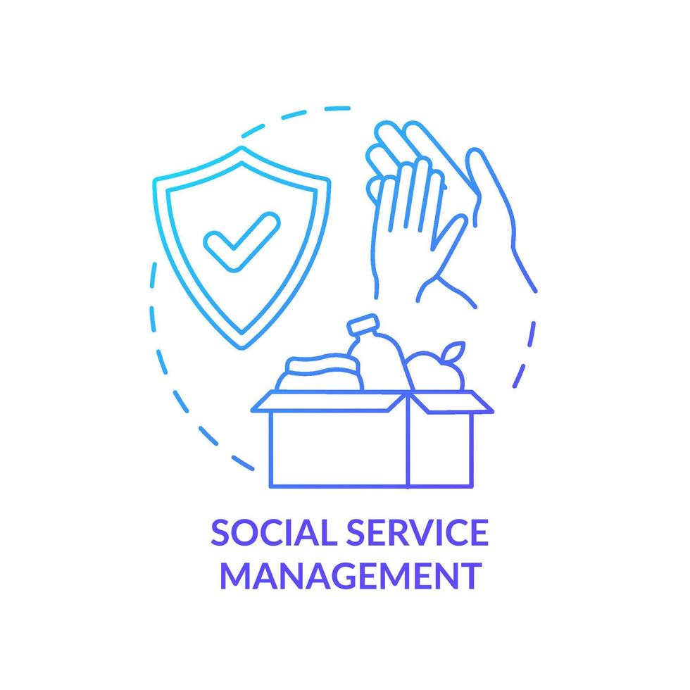 Social service management blue gradient concept icon. Community changes. Social planning organizes abstract idea thin line illustration. Isolated outline drawing. vector