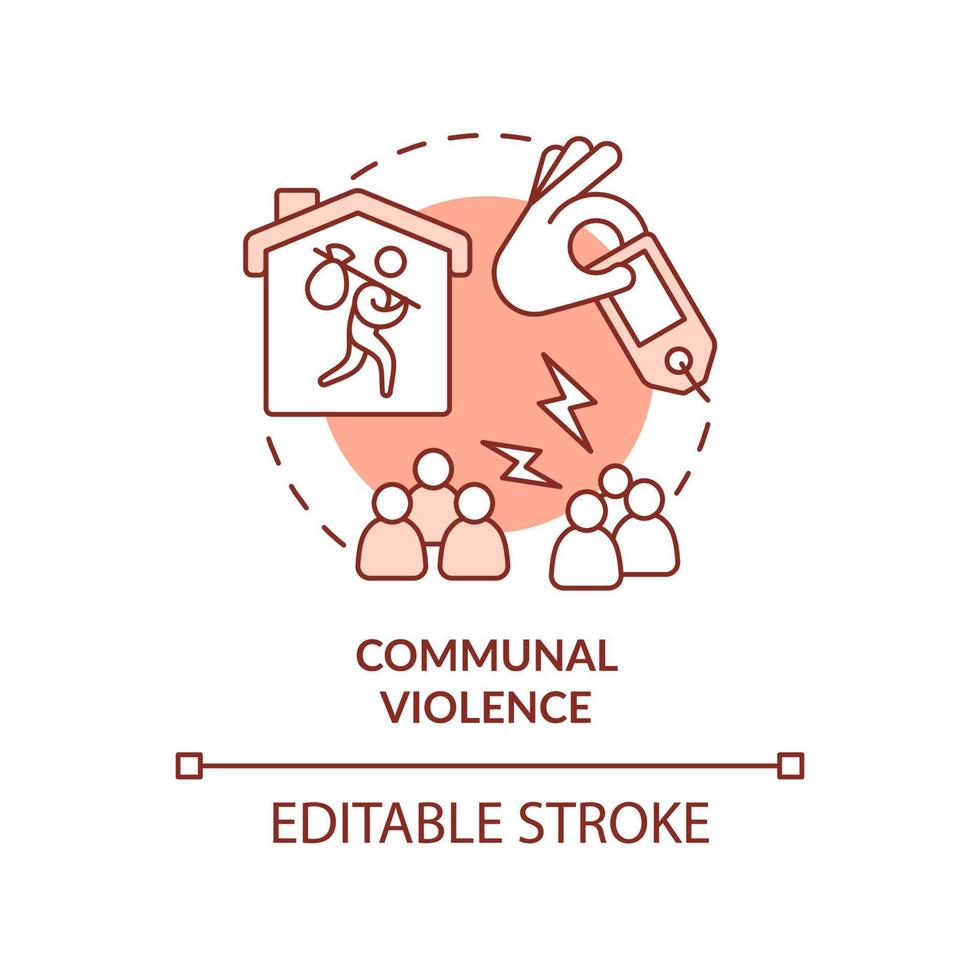 Communal violence terracotta concept icon. Armed hostilities result abstract idea thin line illustration. Hate crime. Isolated outline drawing. Editable stroke. vector