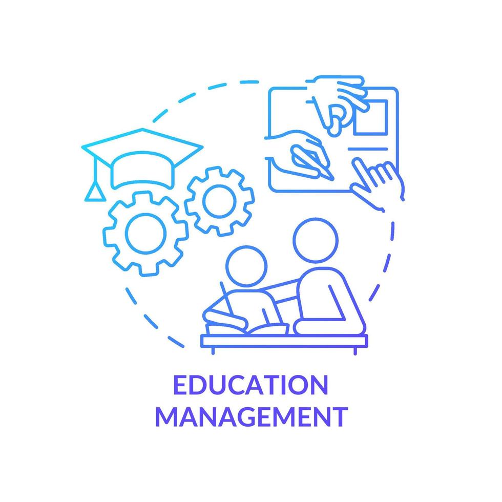 Education management blue gradient concept icon. Academic system. Social planning example abstract idea thin line illustration. Isolated outline drawing. vector