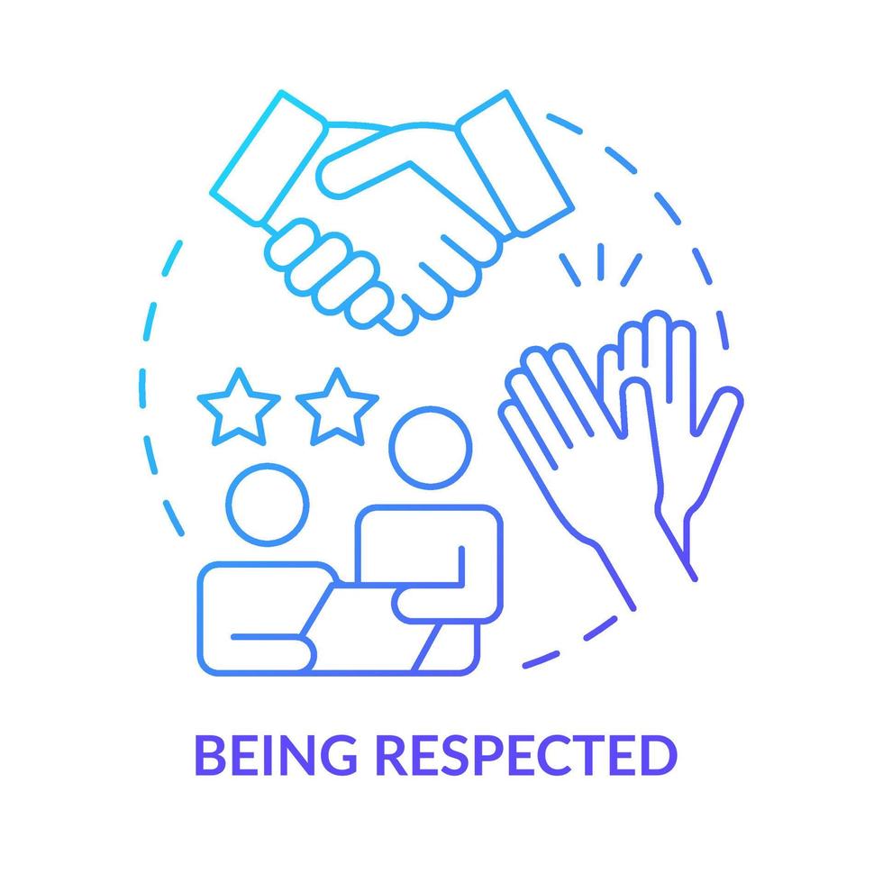 Being respected blue gradient concept icon. Contribution and effort. Reason for participation abstract idea thin line illustration. Isolated outline drawing. vector