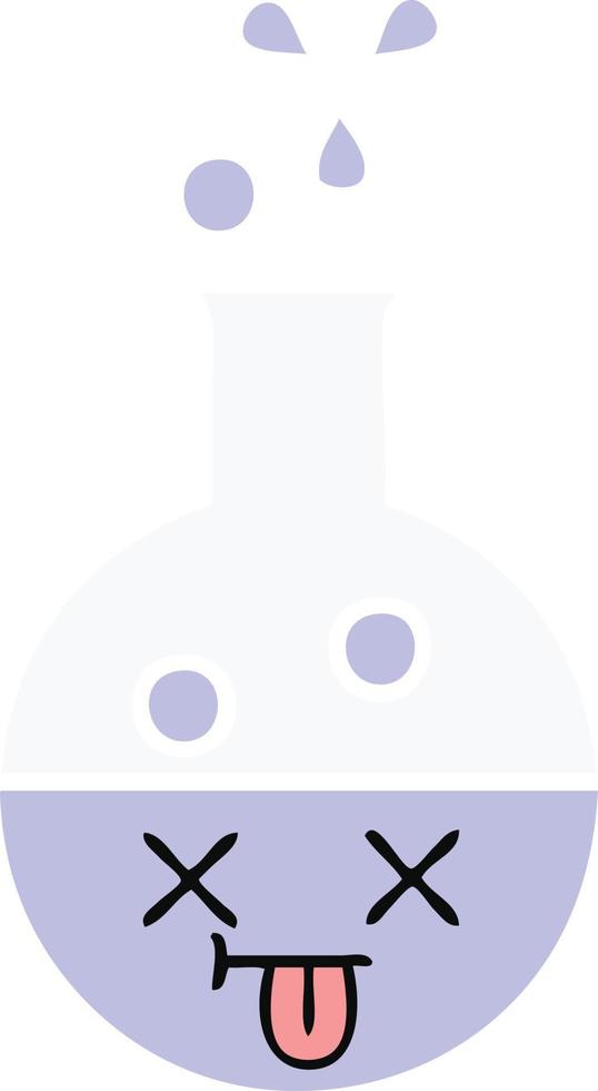 flat color retro cartoon test tube vector
