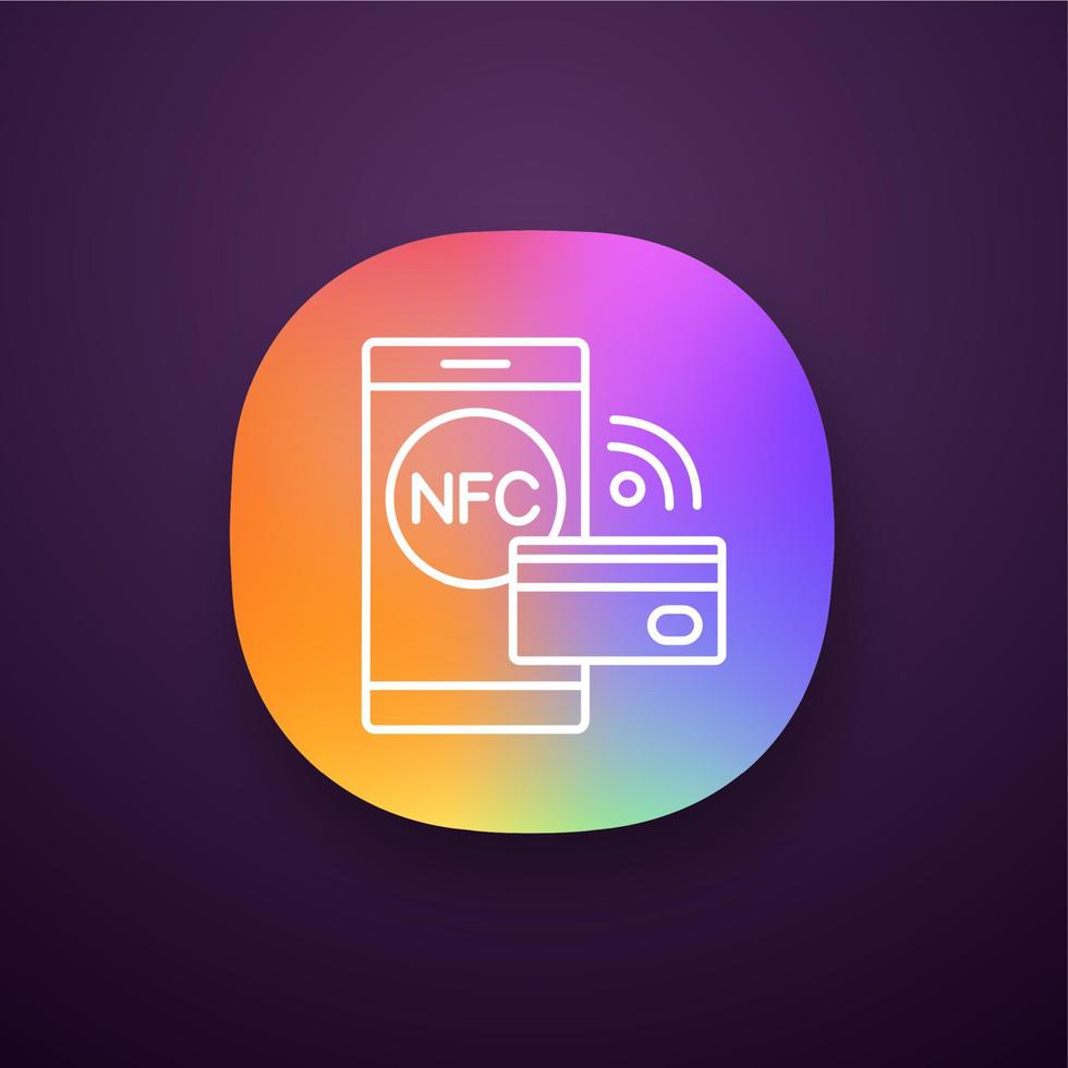 NFC technology app icon. Near field communication. Contactless payment. Cashless smartphone payment. UI UX user interface. Web or mobile application. Vector isolated illustration