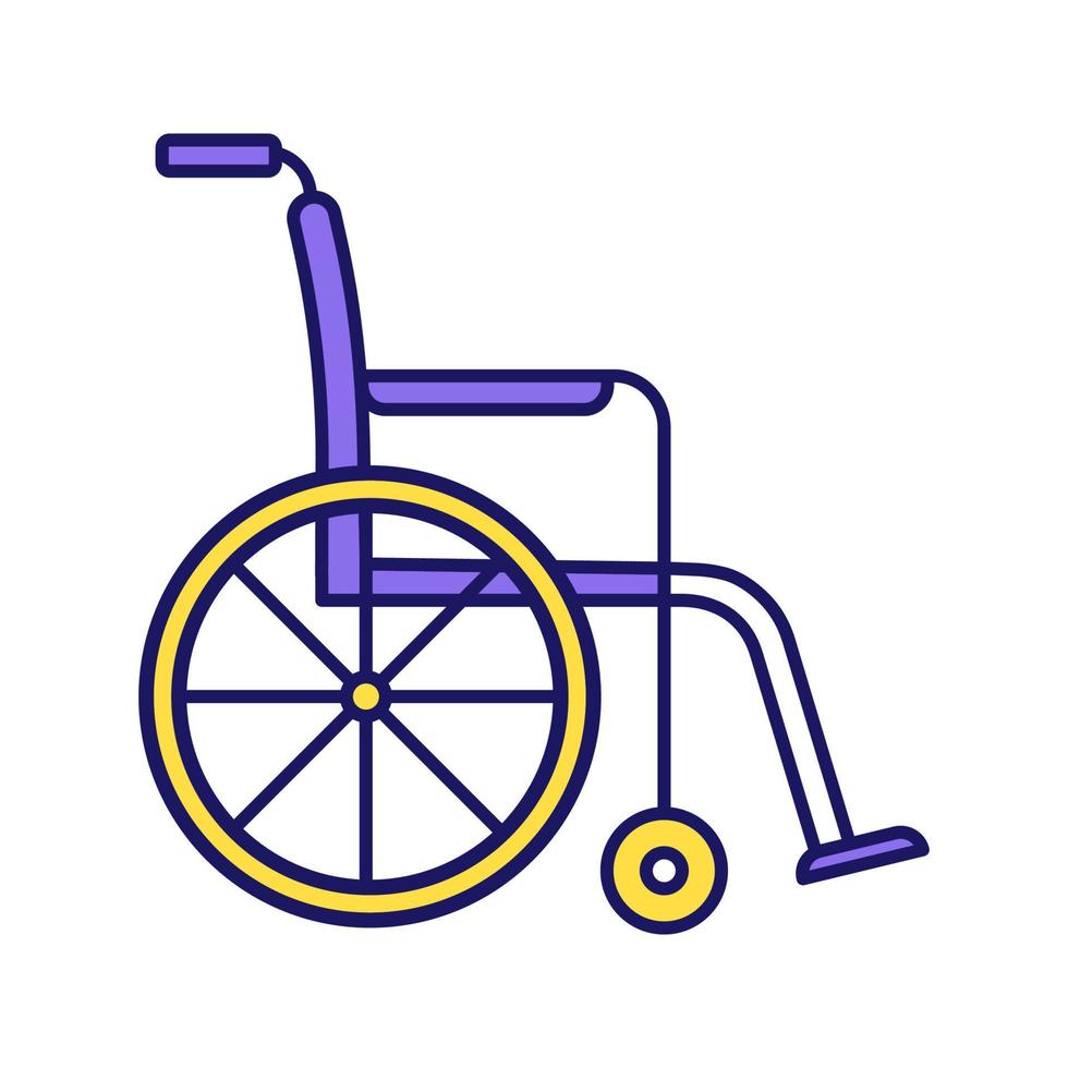 Wheelchair color icon. Invalid chair. Wheel chair. Disability. Handicap equipment. Mobility aid. Isolated vector illustration