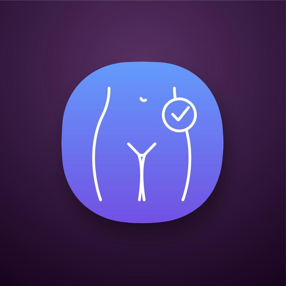 Female reproductive health app icon. Women's health. Successful gynecological exam. Gynecology. UI UX user interface. Web or mobile application. Vector isolated illustration