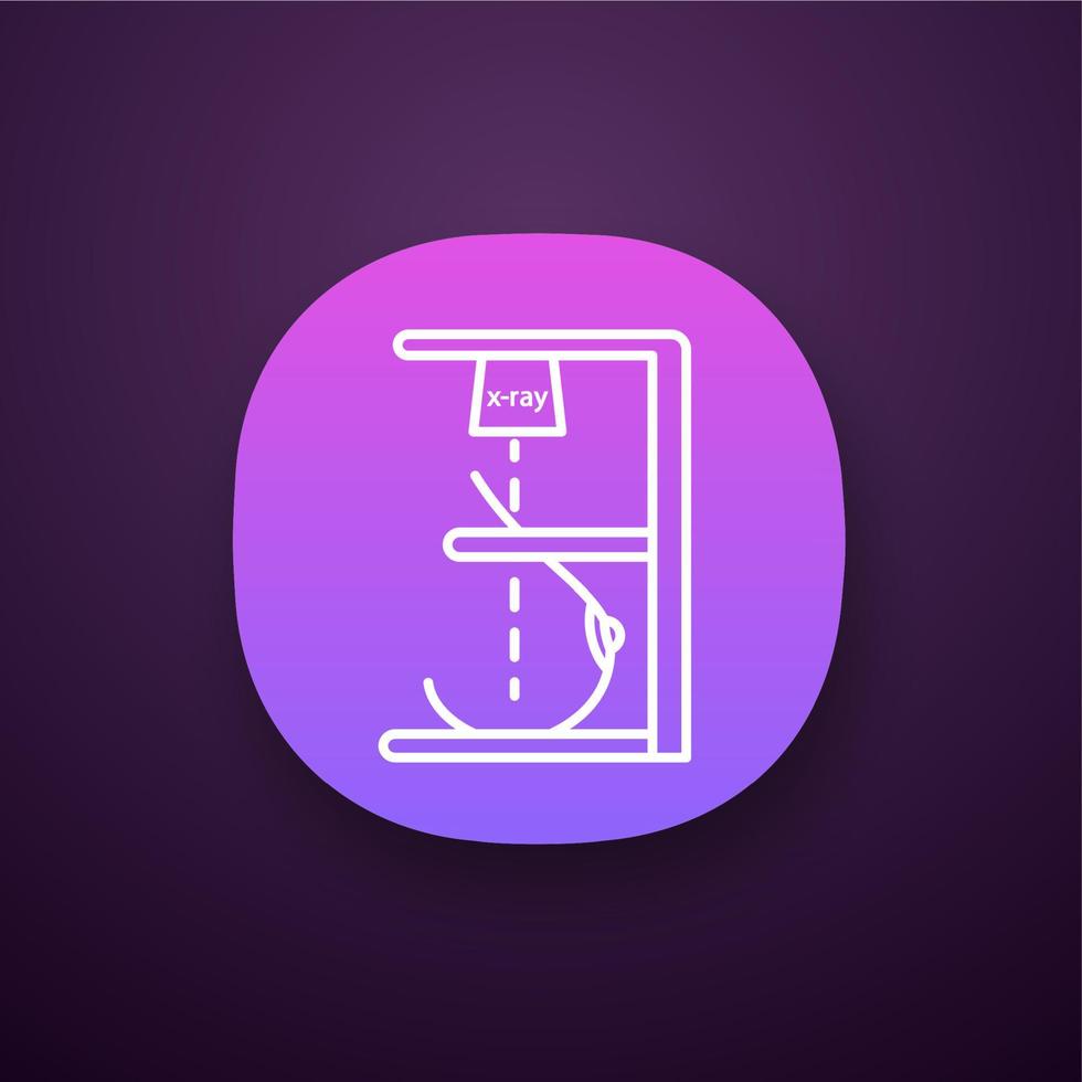 Mammography app icon. UI UX user interface. Breast radiography. Woman breast examination. Chest x-ray screening. Web or mobile application. Mastography. Vector isolated illustration