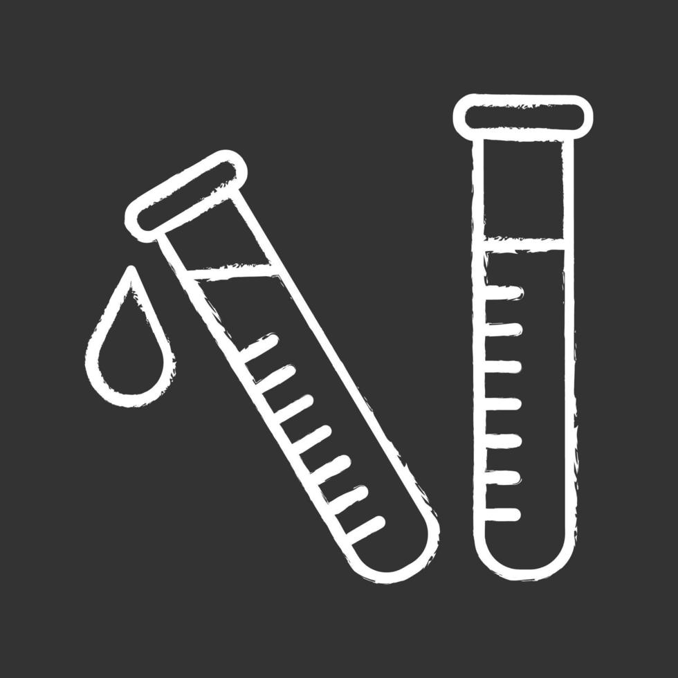 Laboratory test chalk icon. Lab diagnostics. Chemical research. Test tubes. Scientific laboratory. Isolated vector chalkboard illustrations