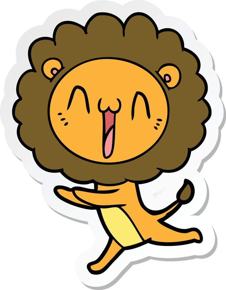 sticker of a happy cartoon lion vector