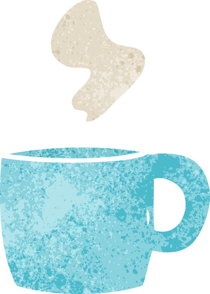 retro cartoon doodle of a steaming hot drink vector