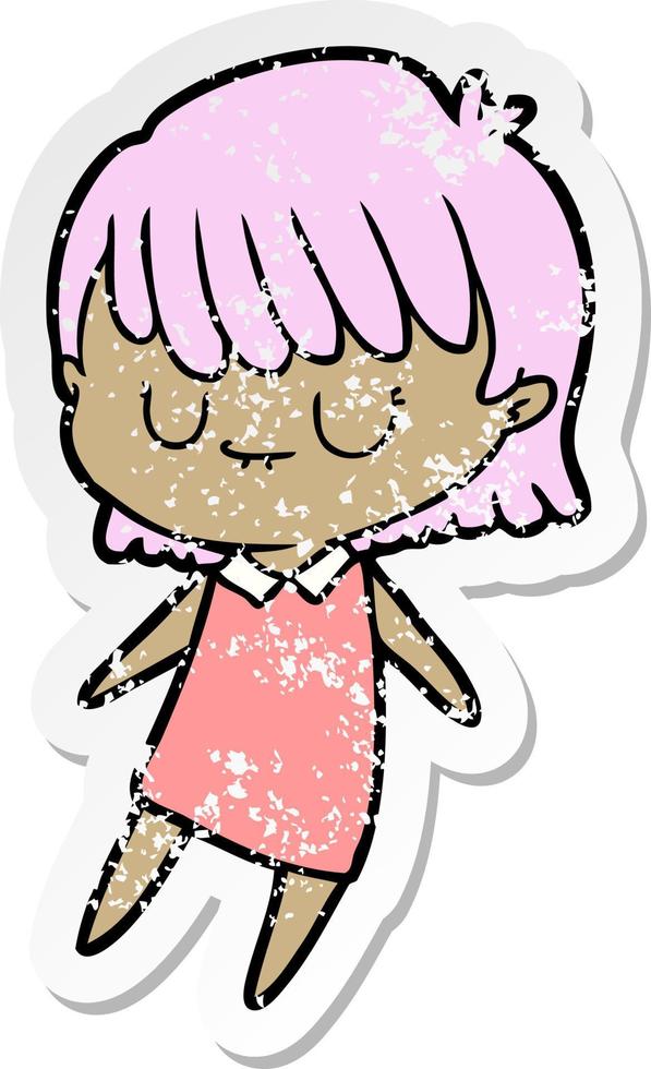 distressed sticker of a cartoon woman vector