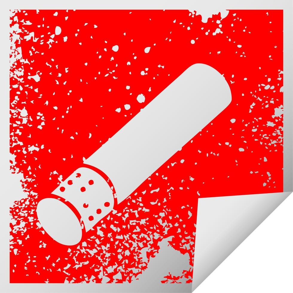 distressed square peeling sticker symbol cigarette stick vector