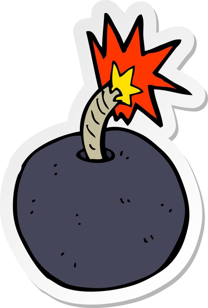 sticker of a cartoon burning bomb vector