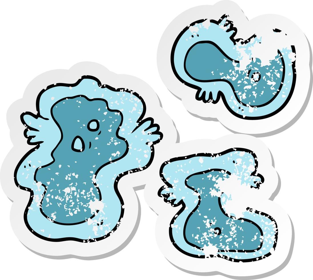 distressed sticker of a cartoon germs vector