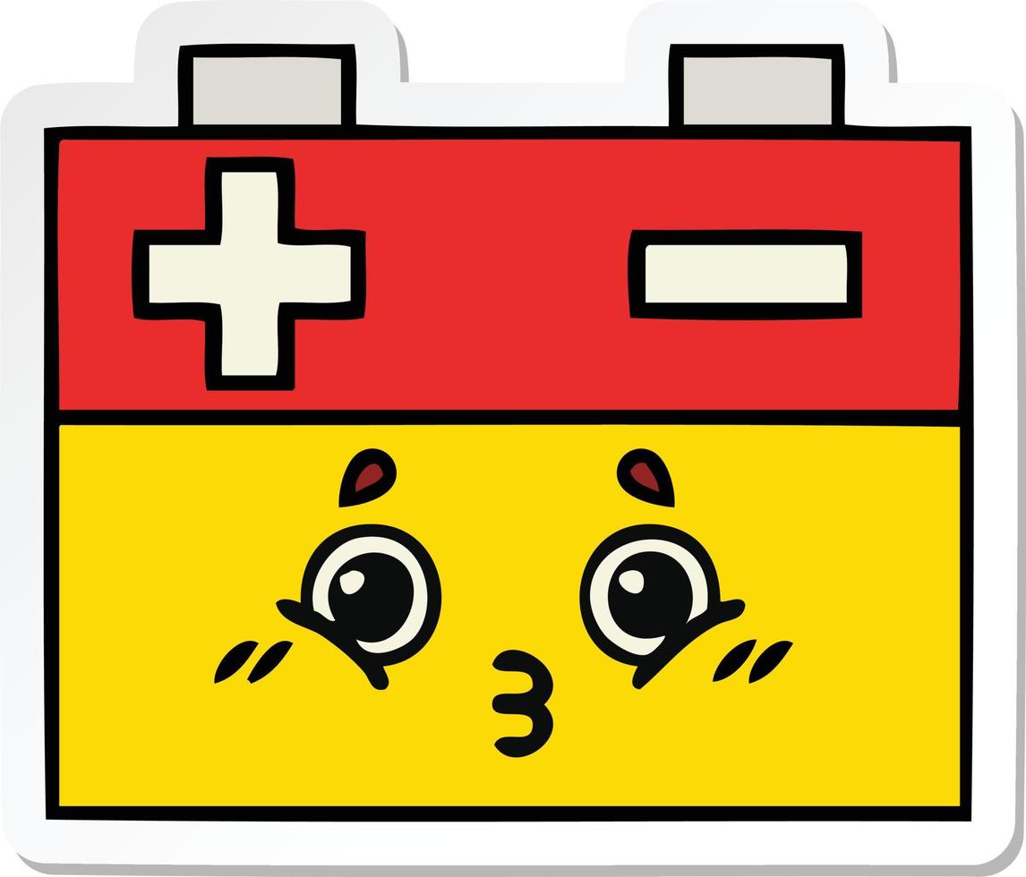 sticker of a cute cartoon car battery vector