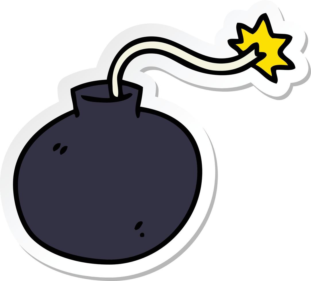sticker of a quirky hand drawn cartoon bomb vector