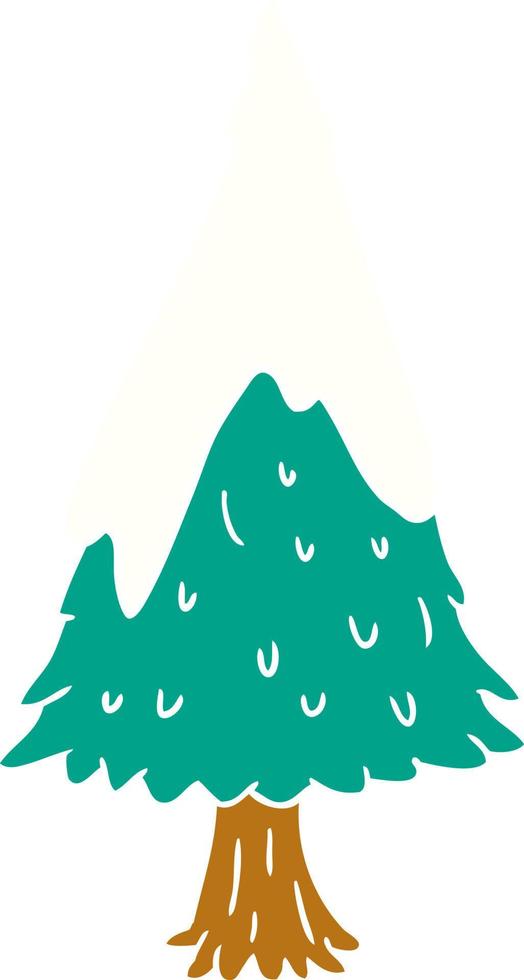 caricatura, garabato, solo, nevado, árbol vector