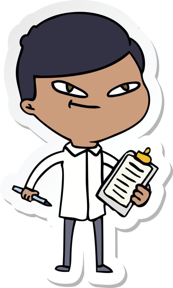 sticker of a cartoon boy vector