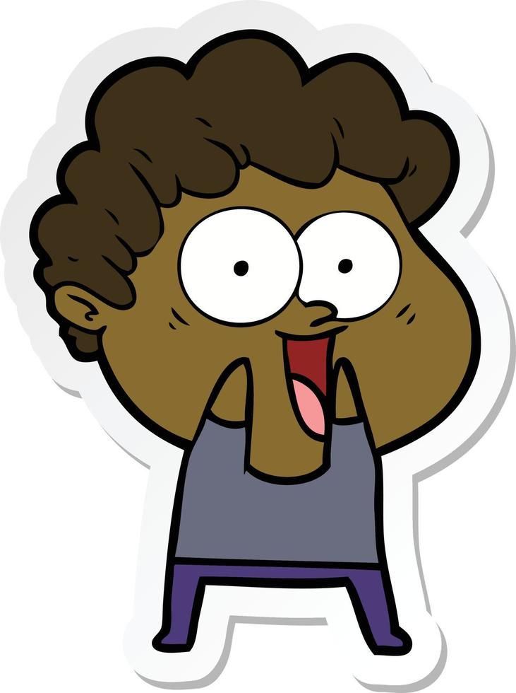 sticker of a cartoon happy man vector