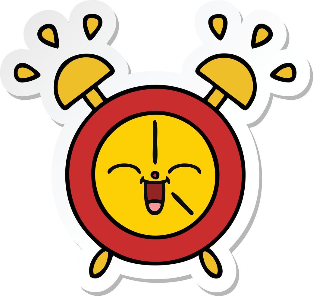 sticker of a cute cartoon alarm clock vector