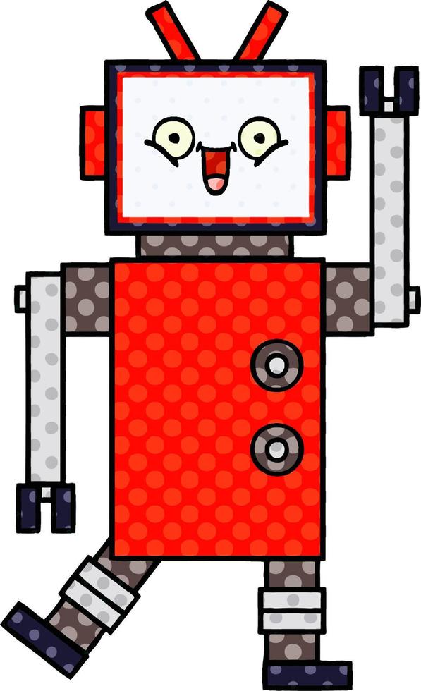 comic book style cartoon happy robot vector