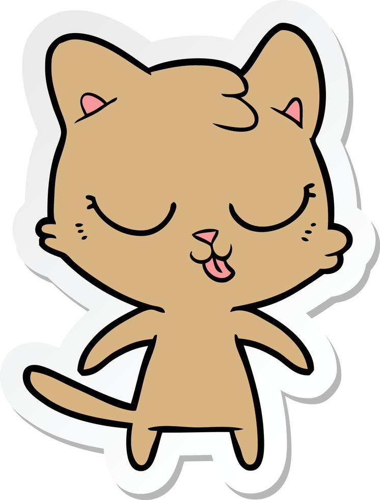 sticker of a cute cartoon cat vector