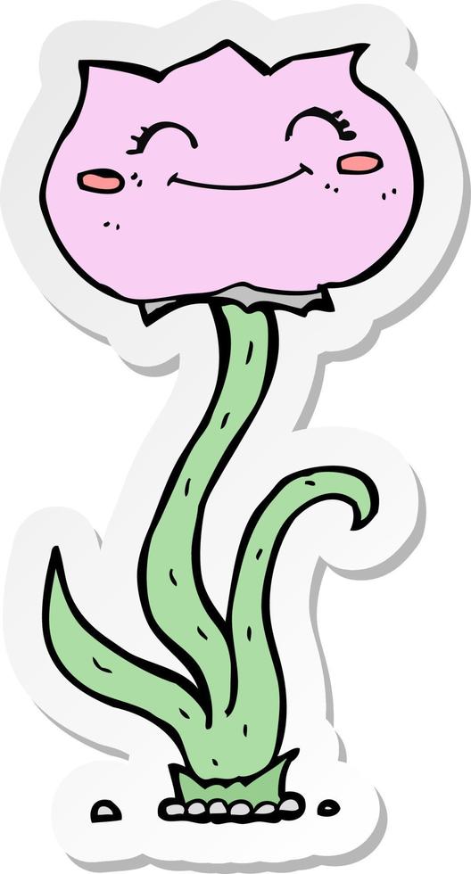 sticker of a cartoon flower vector