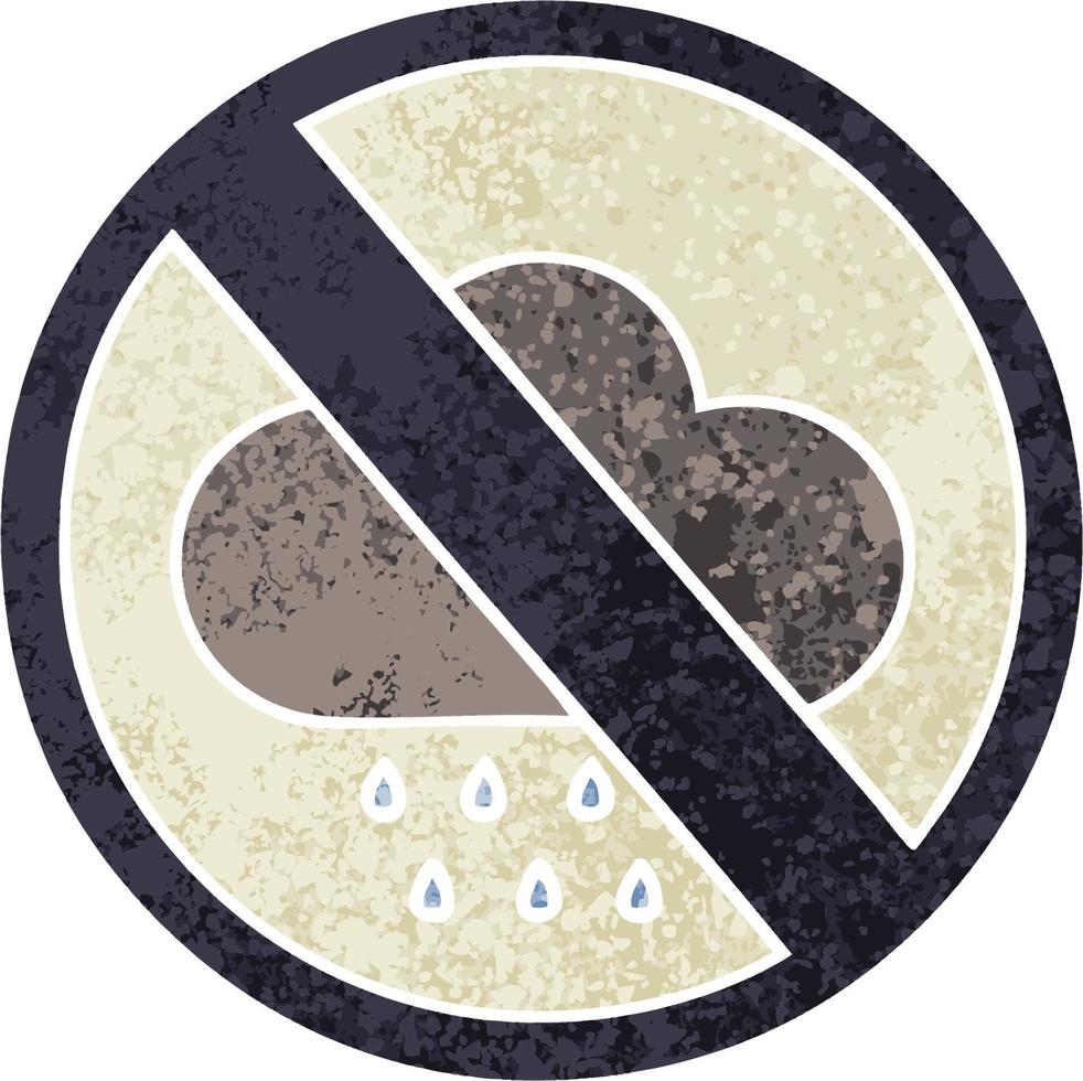 signo de nube de lluvia de tormenta de dibujos animados de estilo de ilustración retro vector