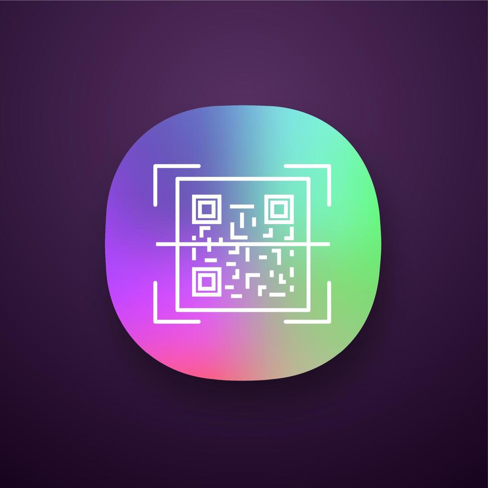 QR code scanner app icon. Quick response code. Matrix barcode scanning app. UI UX user interface. Web or mobile application. Vector isolated illustration