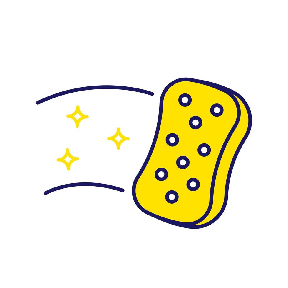 Cleaning sponge color icon. Kitchen sponge. Surface wiping, disinfection. Isolated vector illustration