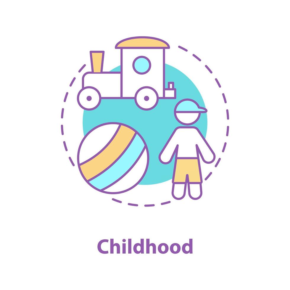 Childhood concept icon. Toddler boy idea thin line illustration. Kids toys. Vector isolated outline drawing