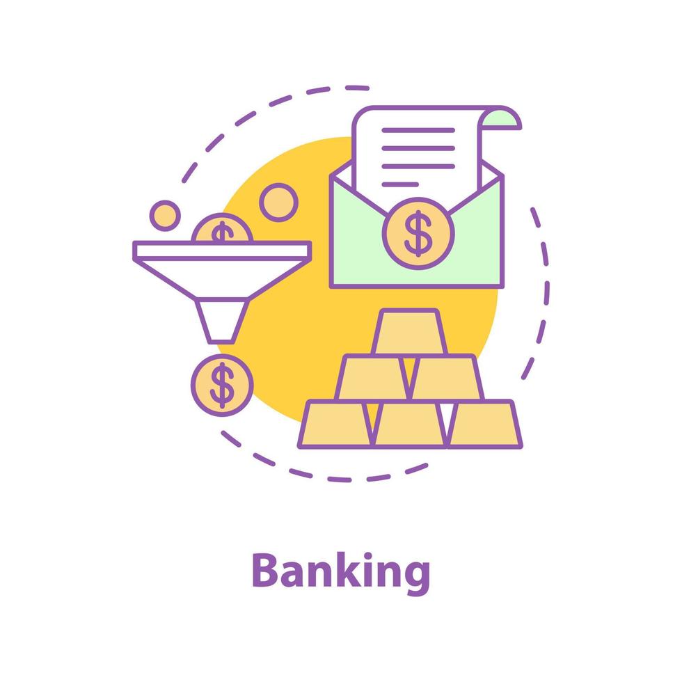 Banking concept icon. Finance management idea thin line illustration. Investment. Saving money. Vector isolated outline drawing