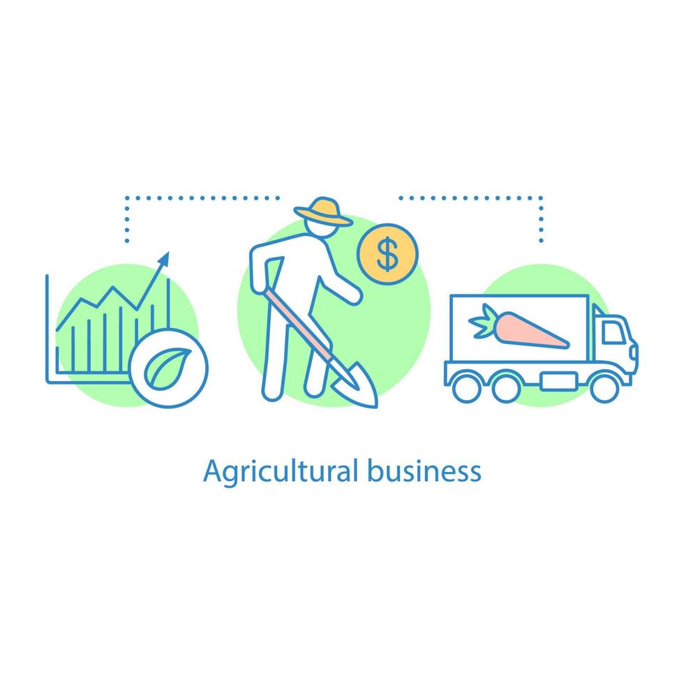 Agricultural business concept icon. Farming idea thin line illustration. Eco food production. Agricultural sector. Vector isolated outline drawing