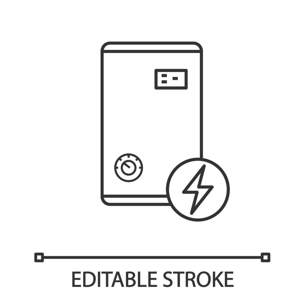 icono lineal de la caldera de calefacción eléctrica. calentador central de la casa. ilustración de línea delgada. sistema de calefacción. símbolo de contorno dibujo de contorno aislado vectorial. trazo editable vector