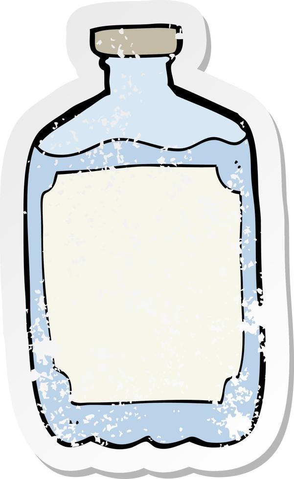 retro distressed sticker of a cartoon water bottle vector