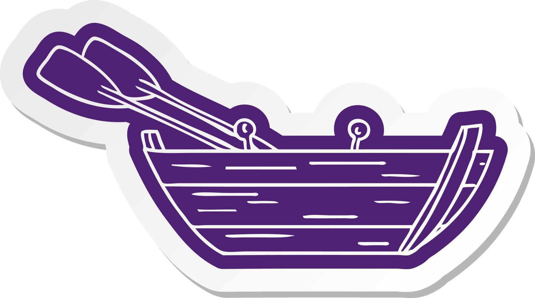 cartoon sticker of a wooden row boat vector