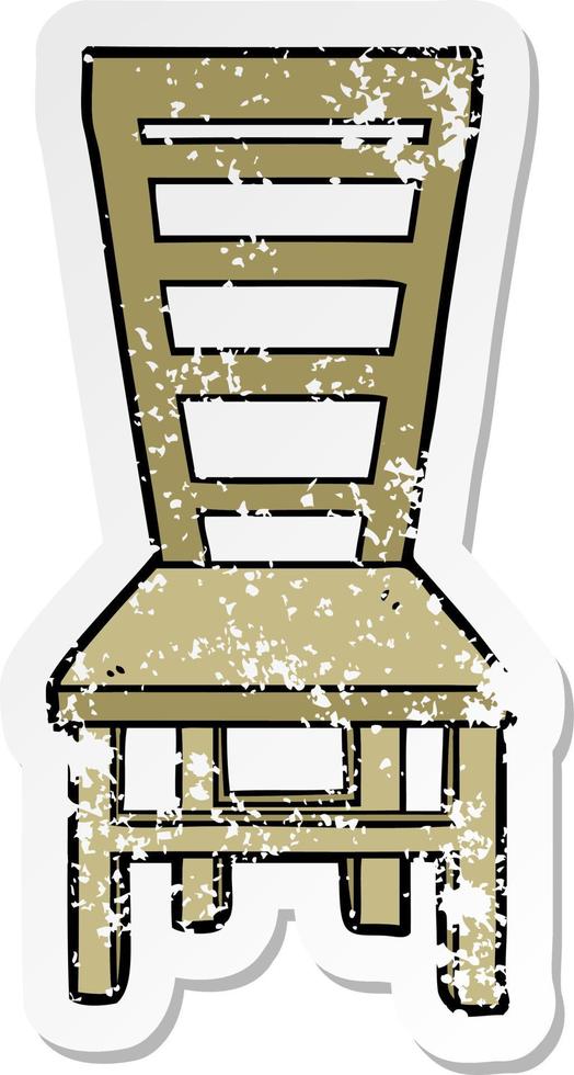 pegatina angustiada de una vieja caricatura de una silla de madera vector