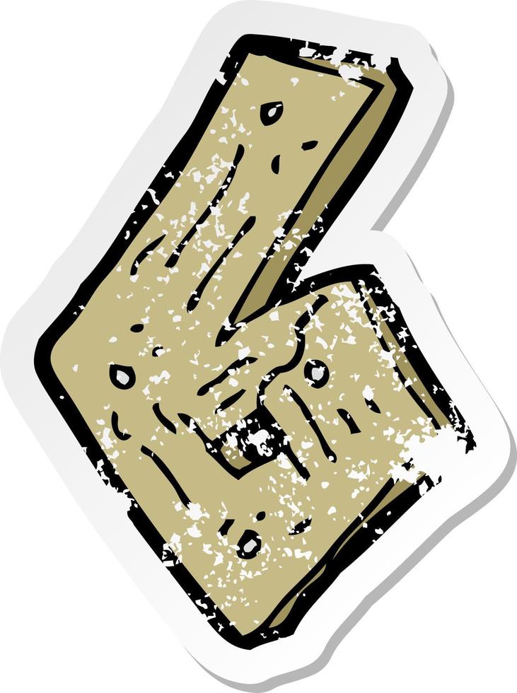 retro distressed sticker of a cartoon wooden number vector