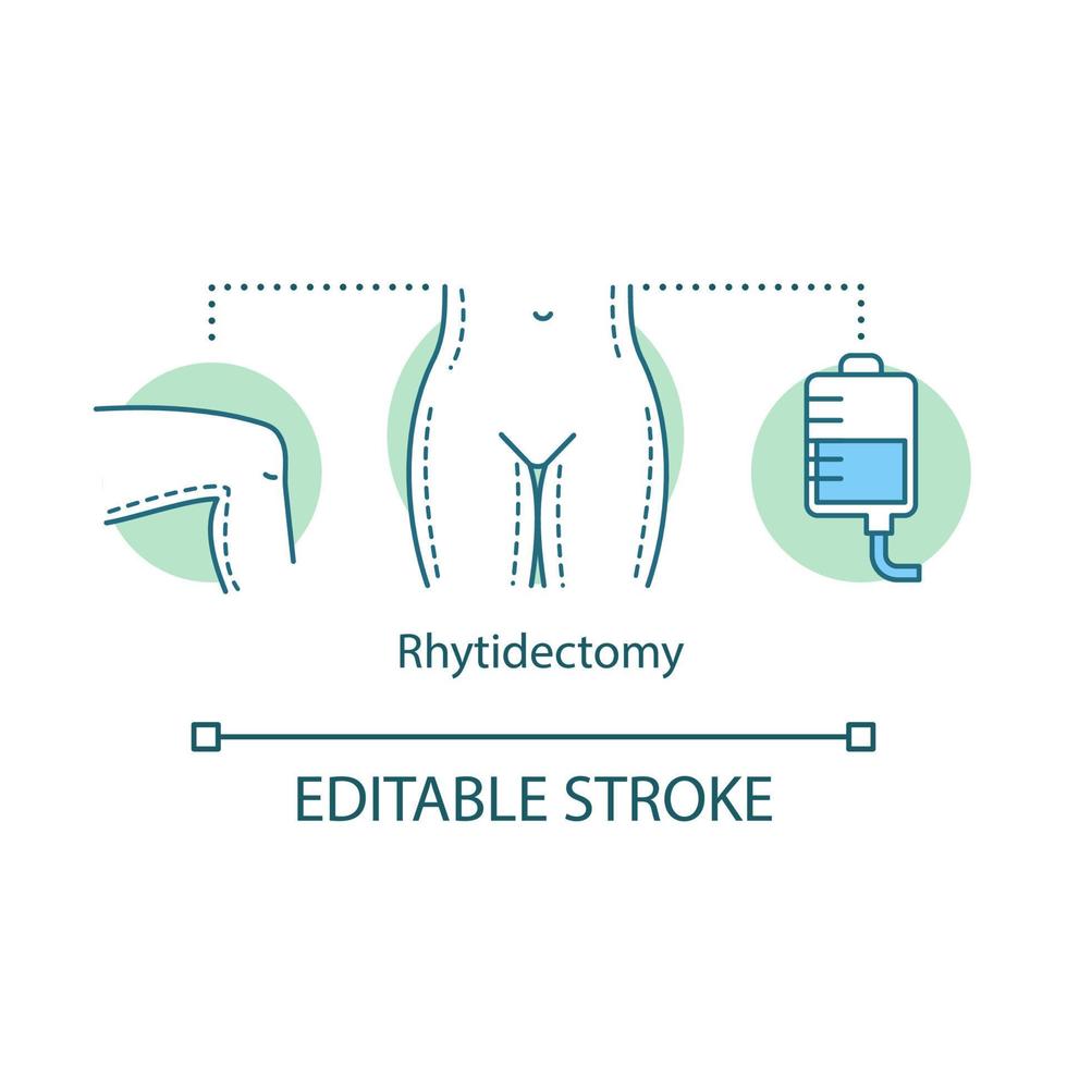 Rhytidectomy concept icon. Lifting idea thin line illustration. Cosmetic surgery procedure. Wrinkle removal. Youthful appearance. Vector isolated outline drawing. Editable stroke