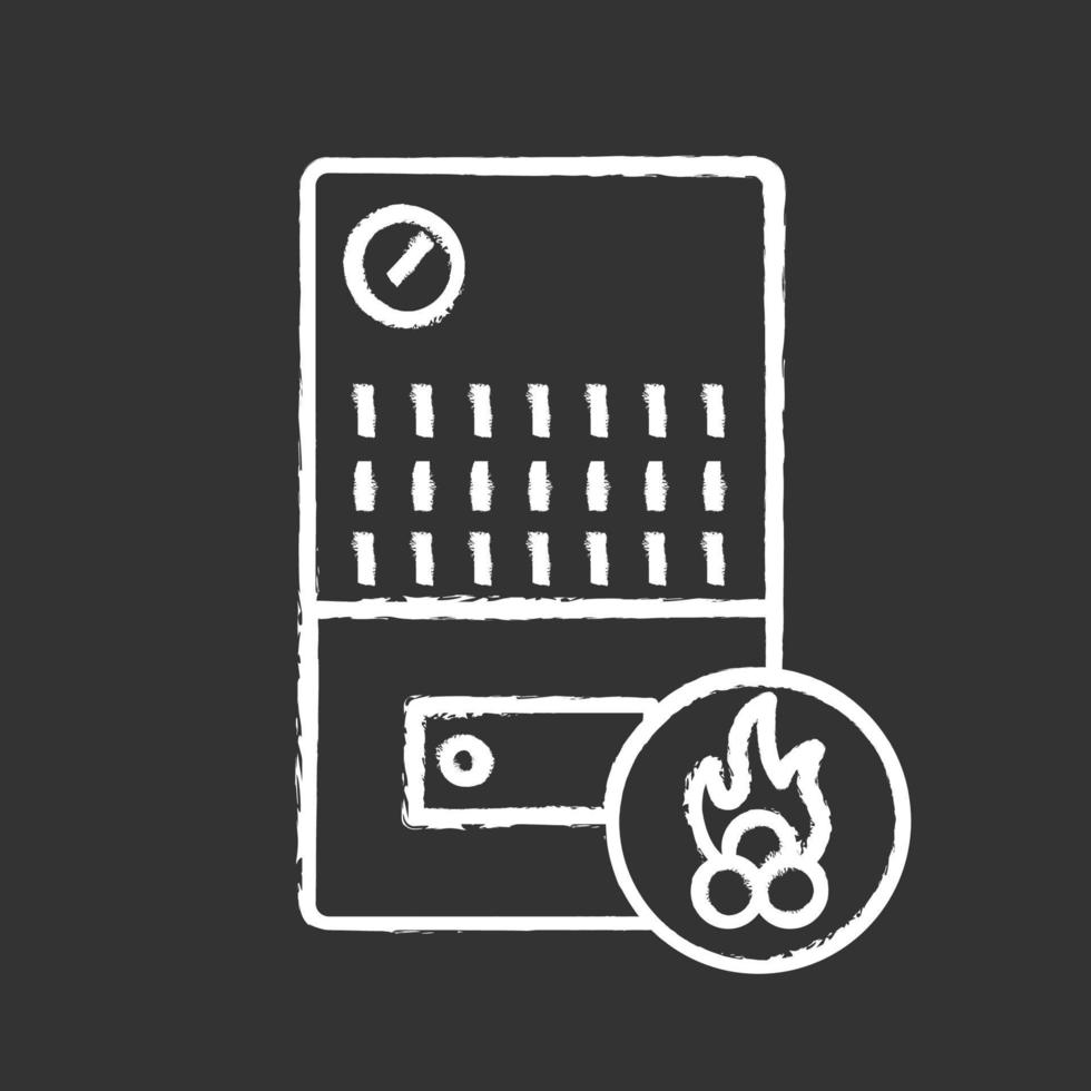 Solid fuel boiler chalk icon. House central heater. Firewood boiler. Heating system. Isolated vector chalkboard illustration