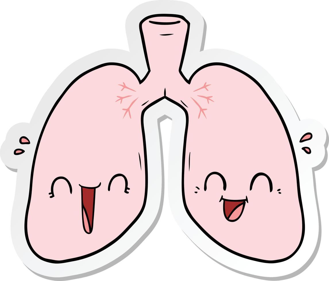 pegatina de una caricatura de pulmones felices vector