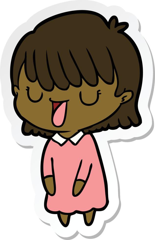 sticker of a cartoon woman vector
