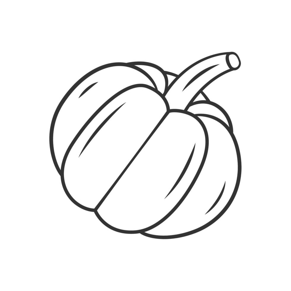 Pumpkin linear icon. Gourd. Halloween pumpkin. Agriculture plant. Vegetable farm. Healthy nutrition. Thin line illustration. Contour symbol. Vector isolated outline drawing. Editable stroke