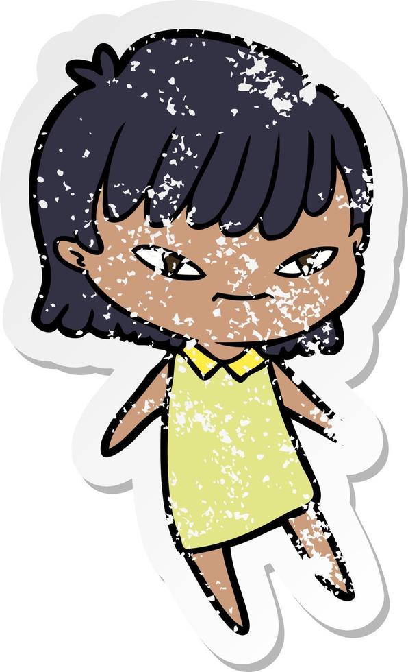 distressed sticker of a cartoon woman vector