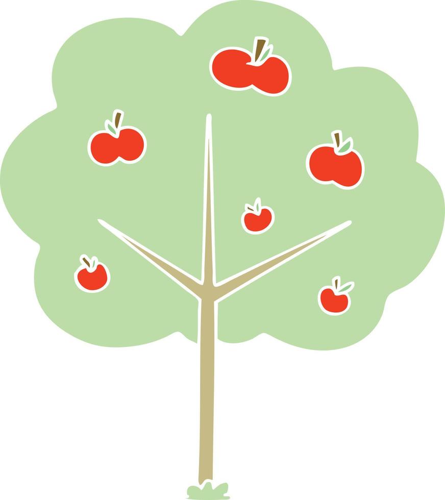 quirky hand drawn cartoon apple tree vector