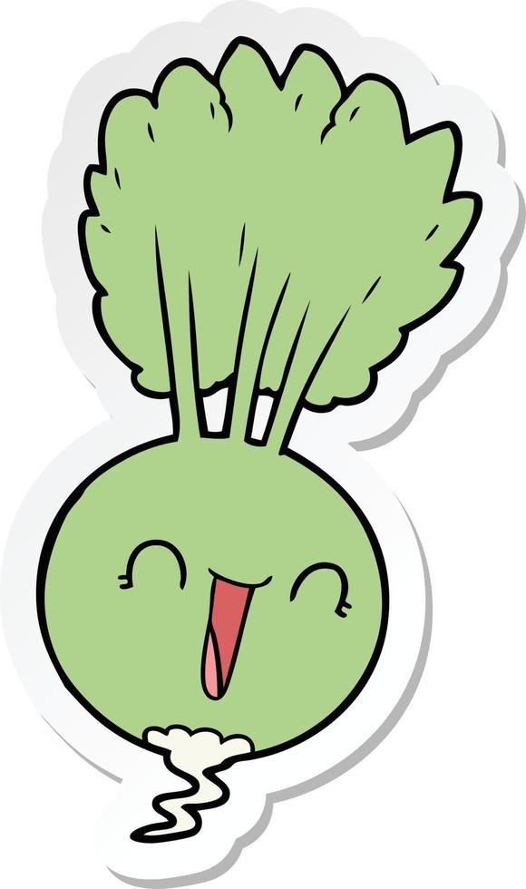 sticker of a cartoon root vegetable vector