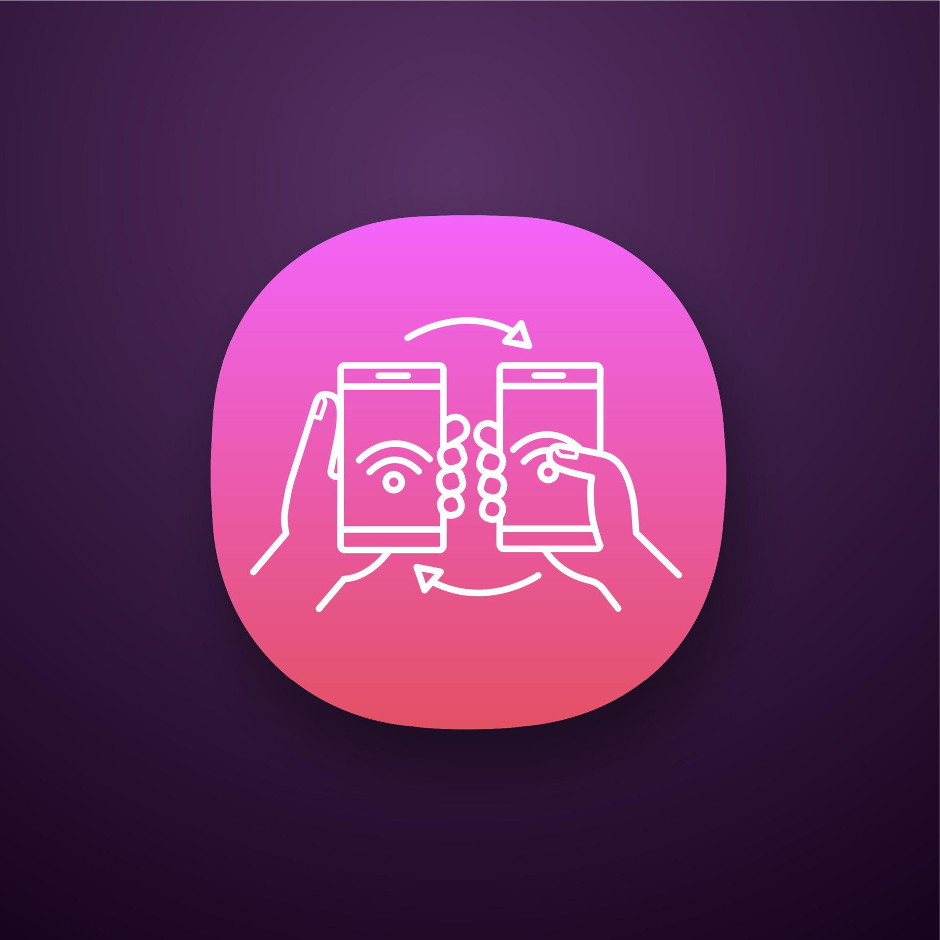 NFC data transfer app icon. Content sharing with smartphones. NFC files