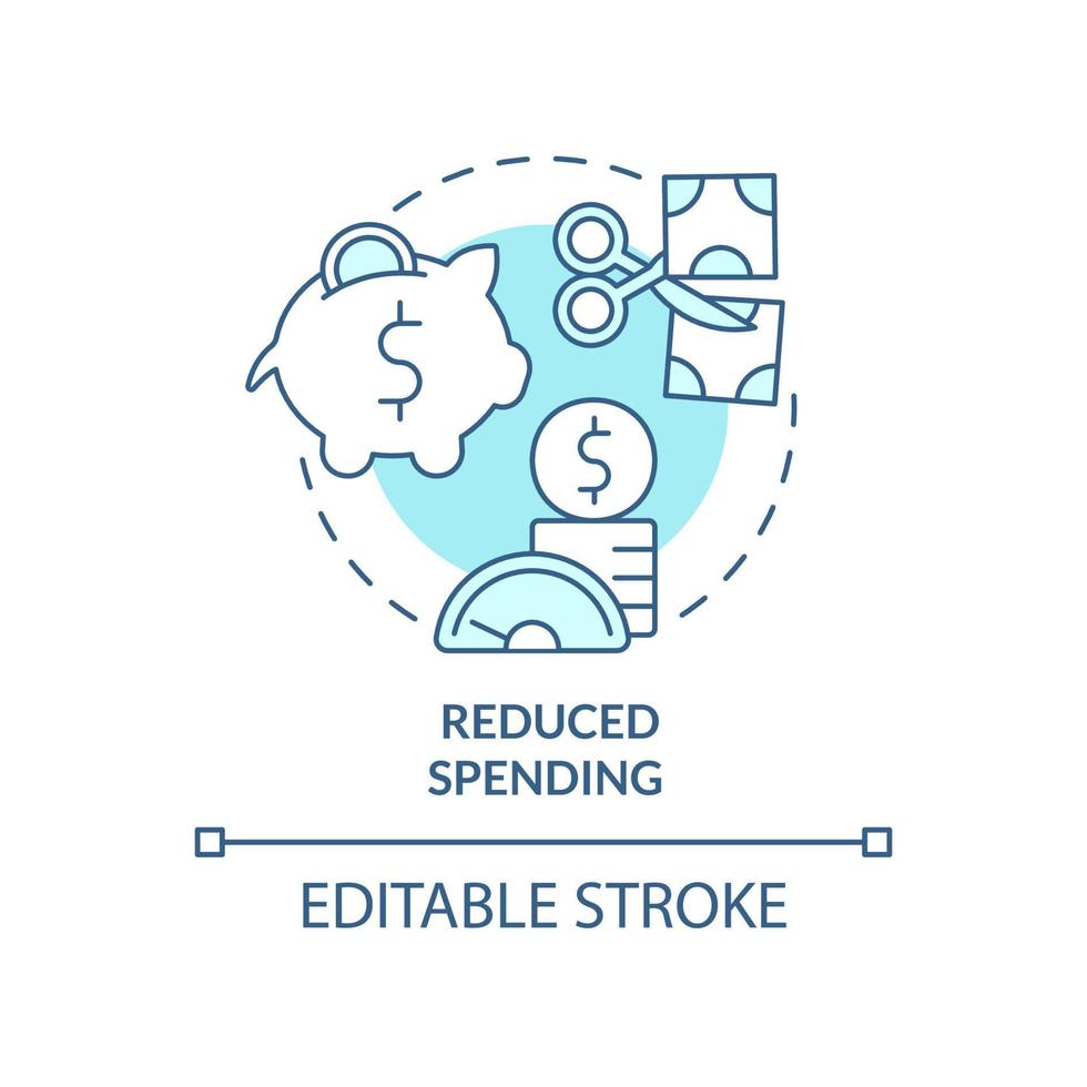 Reduced spending turquoise concept icon. Balanced budget requirement abstract idea thin line illustration. Isolated outline drawing. Editable stroke. vector