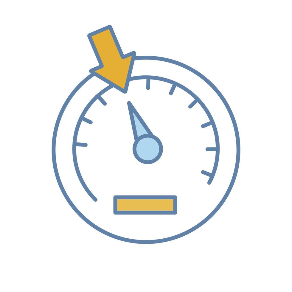 Speedometer color icon. Dashboard. Car instrument panel. Isolated vector illustration
